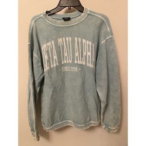 ZTA Zeta Tau Alpha Distressed Green Pullover